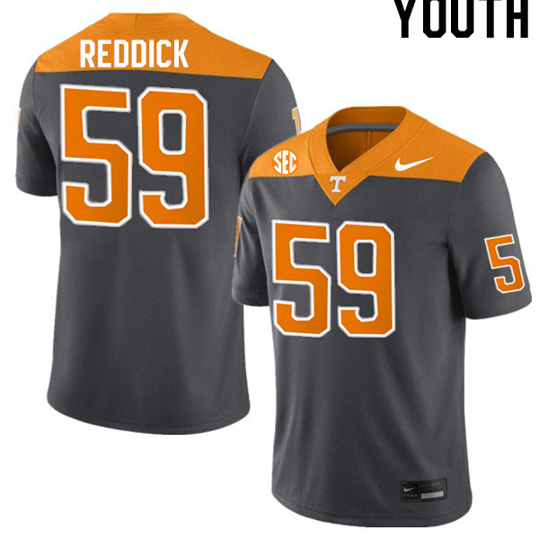 Youth #59 Masai Reddick Tennessee Volunteers College Football Jerseys Stitched-Anthracite